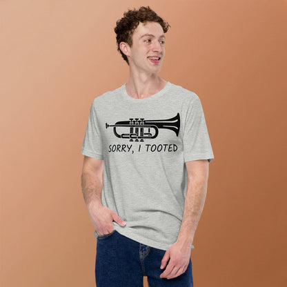 Women’s funny trumpet shirt with band pun sorry I tooted