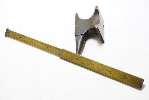 SUPERB EARLY BRASS TELESCOPING SLIDING RULE - HAT MAKER'S?