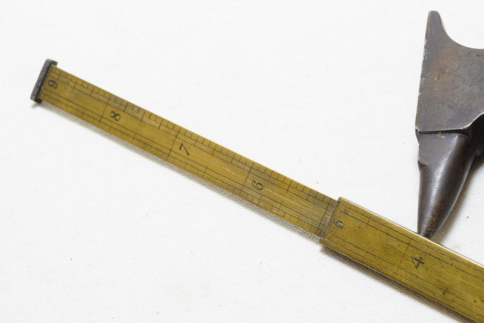 SUPERB EARLY BRASS TELESCOPING SLIDING RULE - HAT MAKER'S?