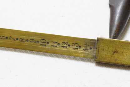 SUPERB EARLY BRASS TELESCOPING SLIDING RULE - HAT MAKER'S?