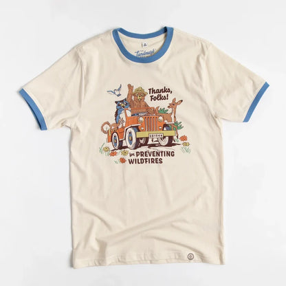 The Landmark Project Thanks, Folks for Preventing Wildfires Unisex Short Sleeve Ringer Tee