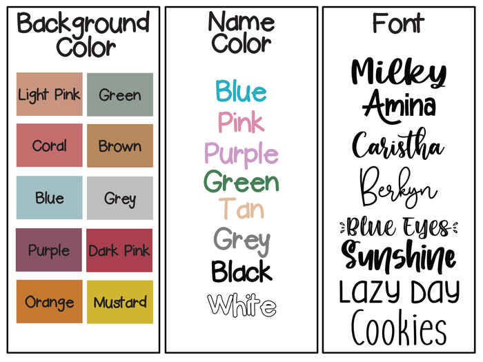 Two Fonts Name-- Boho Colors