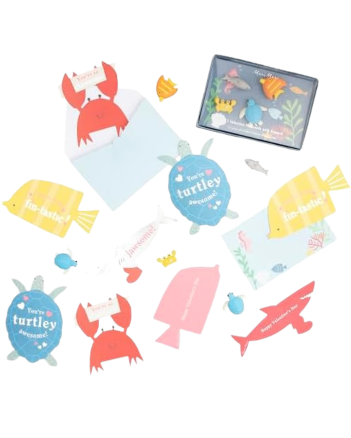 Under The Sea Kids Valentine's Cards &  Erasers Set