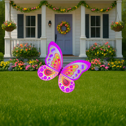 Whimsical Butterfly Yard Stakes – Pink & Neon Garden Decor