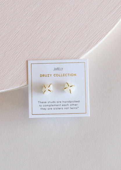 White Druzy Prong Stud Earrings - Ali's Wagon