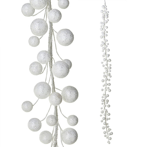 White Glittered Ball Garland