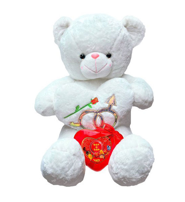 White Teddy Bear And Bon O Bon - Vietnamese Flowers
