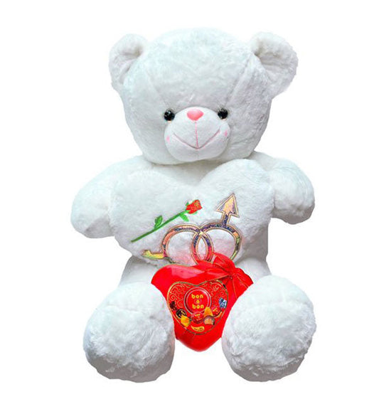 White Teddy Bear And Bon O Bon - Vietnamese Flowers