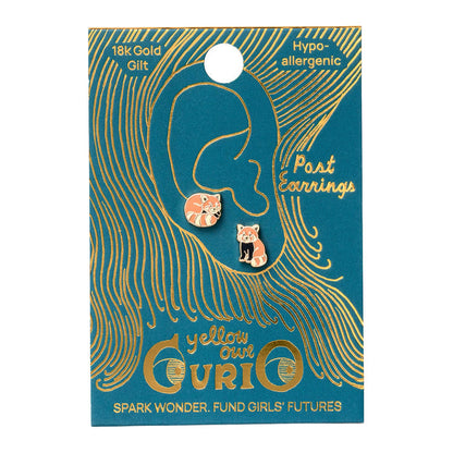 Yellow Owl Workshop - CURIO Red Panda Earrings | Mismatched Gold Studs
