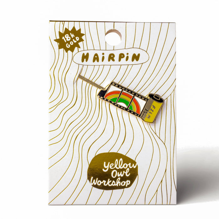 Yellow Owl Workshop - Rainbow 35mm Film Hairpin | Photographer Gold Hair Accessory